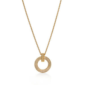 Nimi Styles T1 Circle Pendant in Yellow Gold with Pavé Diamonds